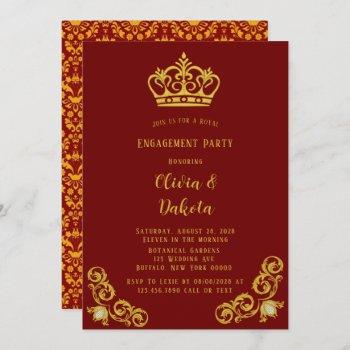 Small Red And Gold Royal Wedding Engagement Party Front View