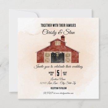 red barn wedding invitation square