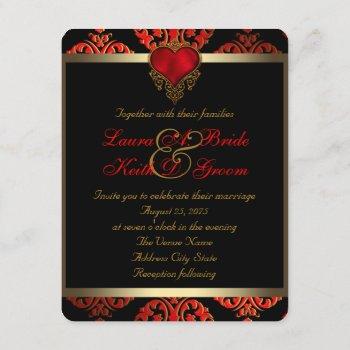 red black and gold wedding invitation