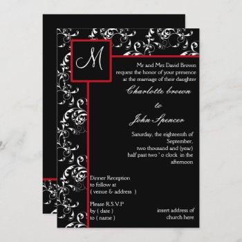Small Red Black Damask Wedding Front View