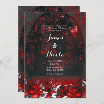Small Red & Black Forest Roses Gothic Wedding Front View