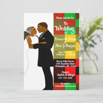 Small Red, Black, Green African American Bride & Groom Front View