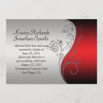 Small Red Black Silver Floral Swirls Post Wedding Front View