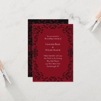 Small Red & Black Swirl Gothic Wedding Front View
