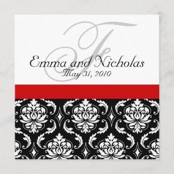 Small Red Black White Damask Wedding Front View