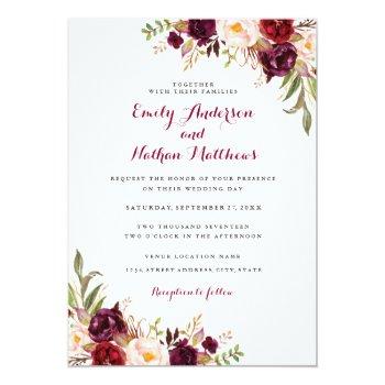Small Red Burgundy Floral Fall Wedding Front View