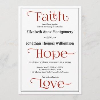 red contemporary christian wedding invitations
