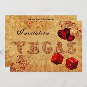 Small Red Dice Vintage Vegas Wedding Invites Front View