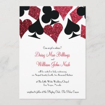 red faux glitter las vegas wedding invitation