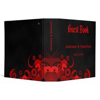 red floral black 2" wedding guest book guestbook 3 ring binder