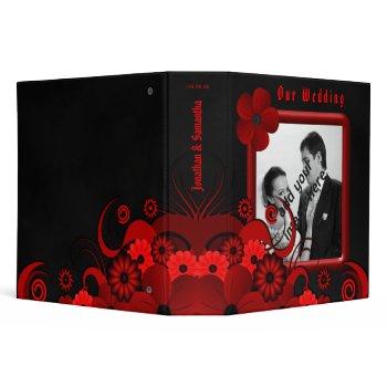 red floral black goth 2" wedding guest book album 3 ring binder