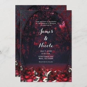 red forest roses gothic wedding  invitation