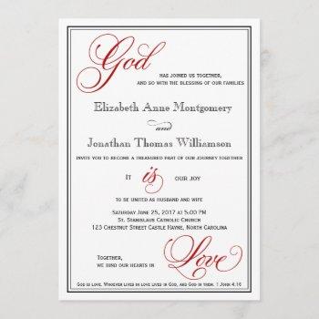 red god is love christian wedding invitations