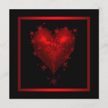 red heart red black wedding invitations