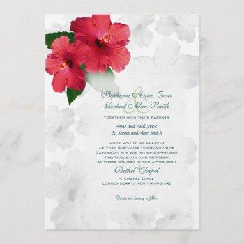 Small Red Hibiscus Flowers, Custom Wedding Front View