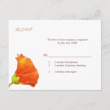 Small Red Hollyhock Floral Wedding Rsvp  Post Front View