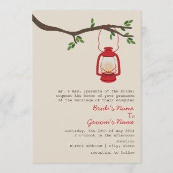 red oil lantern wilderness / camping wedding invitation