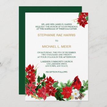 Small Red Poinsettia Inal Christmas Wedding Invite Front View