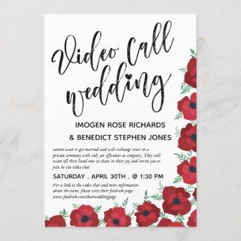 Small Red Poppies Video Call Wedding Front View