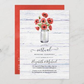 red poppy rustic country online virtual wedding invitation