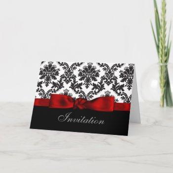 Small Red Ribbon Damask Wedding Front View