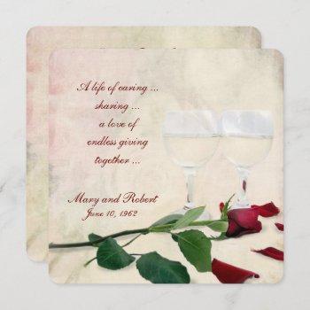 Small Red Rose And Wine Vow Renewal Front View