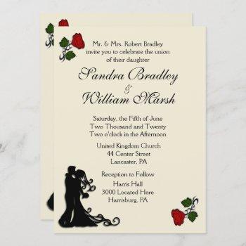 red rose cream wedding invitation