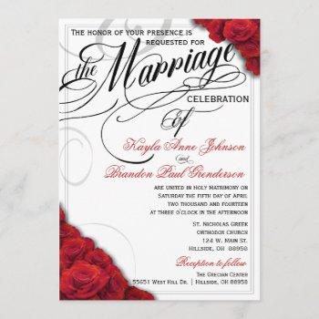 red roses wedding invitation changeable background
