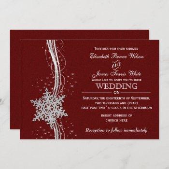 Small Red Silver Snowflakes Winter Wedding Front View