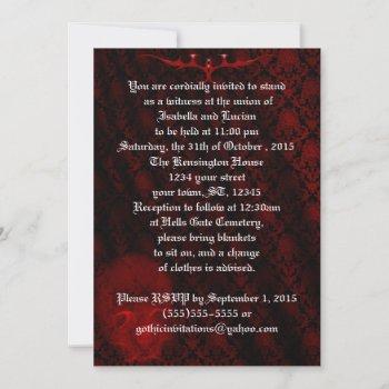 red skull damask goth wedding invitation
