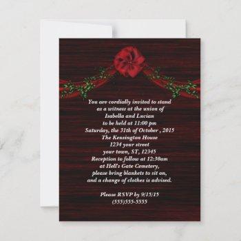 red swag bow goth wedding invitations