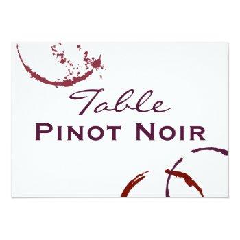 Small Red Table Name Card | Types Of Wine Theme Front View