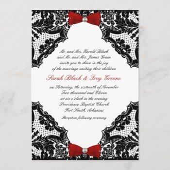 Small Red, White And Black Lace Wedding Front View