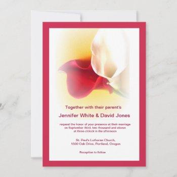 red & white calla lily wedding invitation