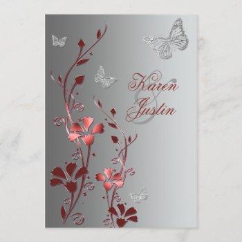 Small Red With Silver Butterflies Wedding Front View