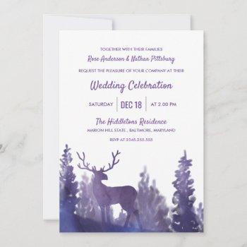 Small Reindeer Watercolor Purple | Winter Wedding Front View