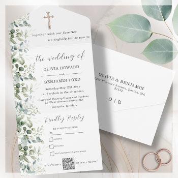 religious wedding | eucalyptus qr code  all in one invitation