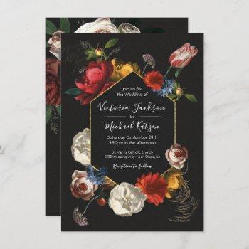 rembrandt floral dark & moody wedding invitation