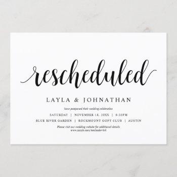 rescheduled, wedding change the date invitation