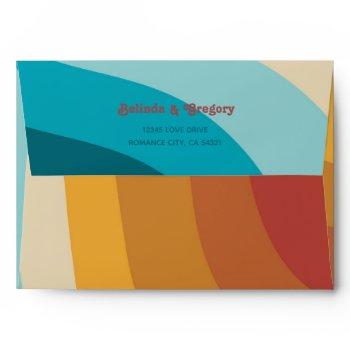Small Retro 70's Colorful Rainbow Wedding  Envelope Front View