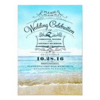 Small Retro Beach Wedding  Blue Ombre Seaside Front View