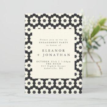 Small Retro Black White Geometric Tile Engagement Party Front View