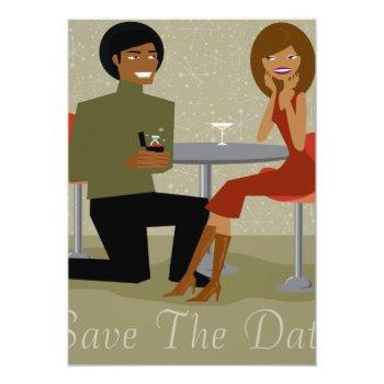 Small Retro Couple Save The Date Announcement (aa) Front View