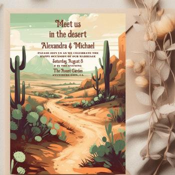 retro desert cactus wedding invitation