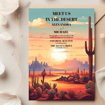 retro desert cactus wedding invitation