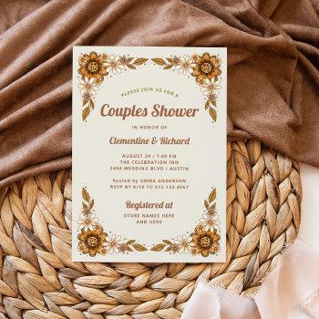 retro flowers | couples shower invitation