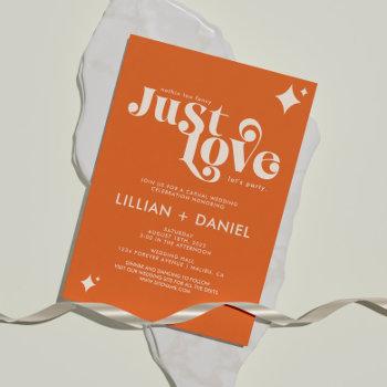 retro just love orange and cream casual wedding invitation