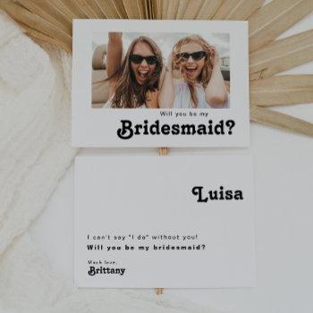 retro lettering photo bridesmaid proposal card