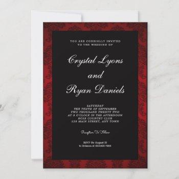 retro red and black wedding invitation