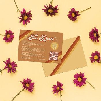 Small Retro Typography Summer Sun Wedding Qr Details Enclosure Card Front View